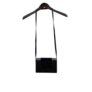 Stuart Weitzman Vintage Black Suede Ribbed Metallic Crossbody Box Bag Spain